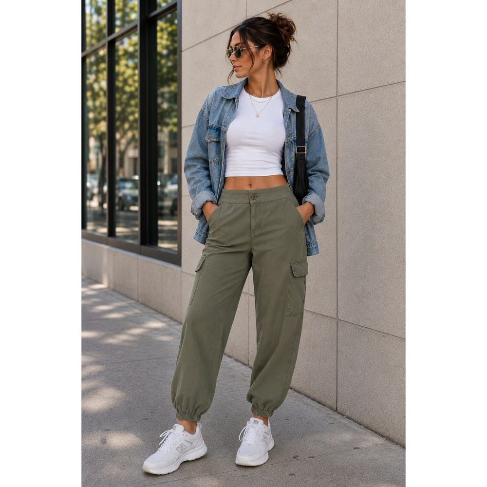 OAT New York Olive Green Lyocell Cargo Jogger Pants Utility Size Small S